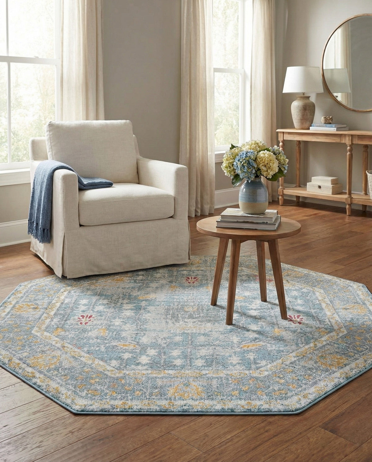 Arcadia Rugs Collection Area Rug -  Olympus Octagon Blue  lifestyle 146