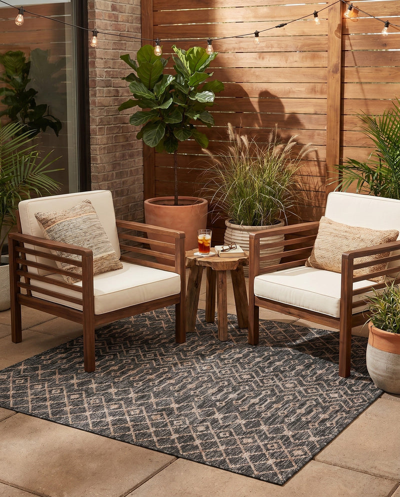 Savannah Pergola Collection Area Rug -  Pergola (Charcoal Gray) Square Charcoal Gray  lifestyle 80
