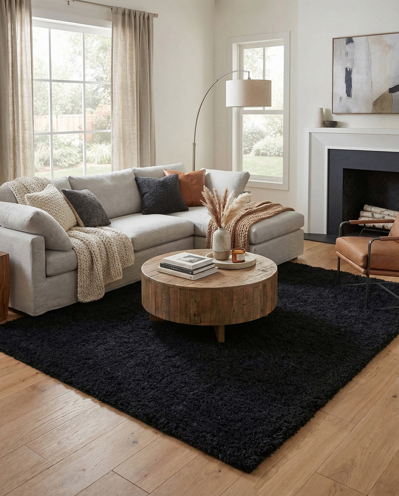 Eternal Plush Oasis Collection Area Rug -  Tranquility (Onyx Black) Rectangle Onyx Black  lifestyle 22