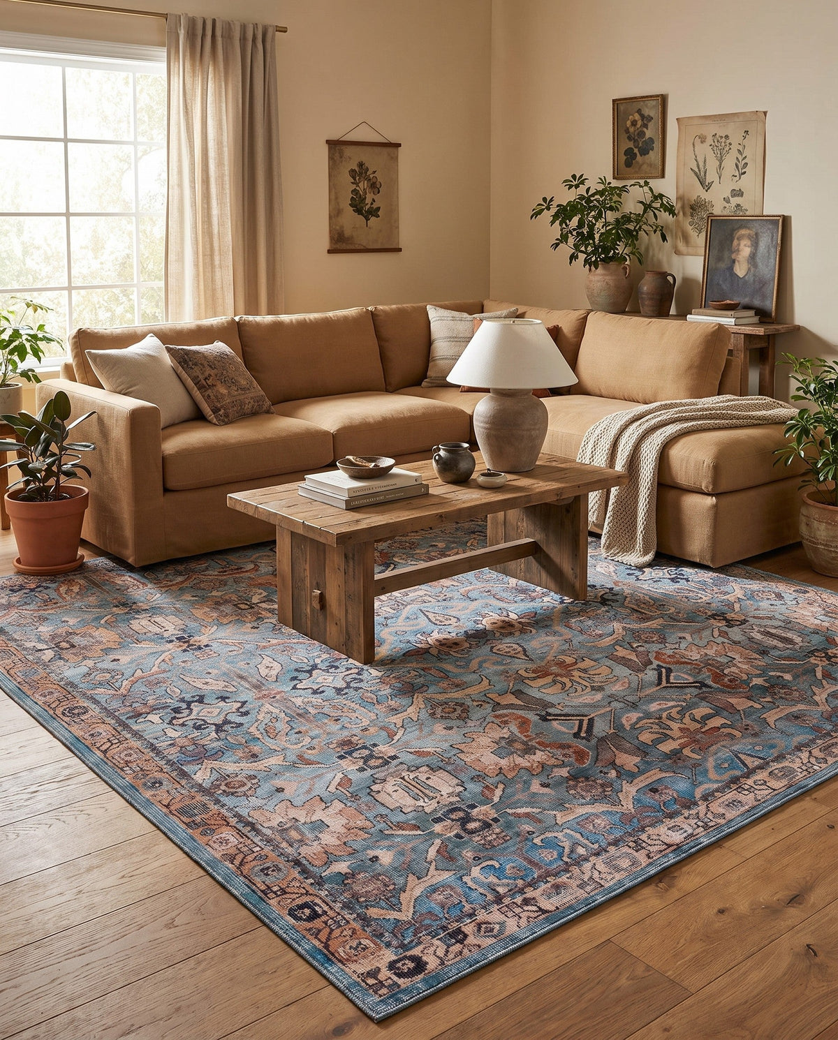 Vintage Memories Collection Area Rug -  Memories Square Blue  lifestyle 132