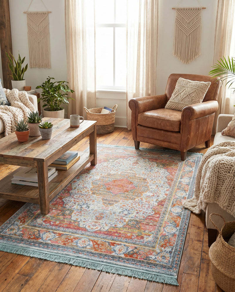 Caribbean Breeze Collection Area Rug -  Floriana Rectangle Light Blue  lifestyle 20