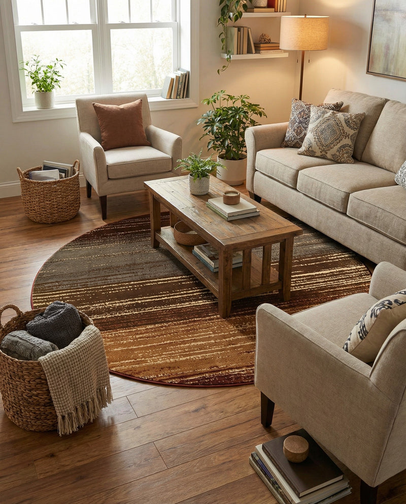 Bistro Lounge Collection Area Rug -  Cortado Round Beige  lifestyle 40