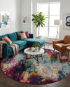 Chromatic Oasis Collection Area Rug -  Oasis Round Multi  lifestyle 71