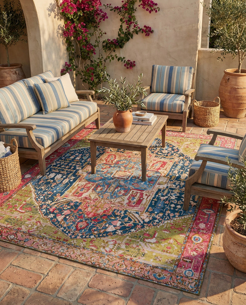 Patio Heritage Collection Area Rug -  Sanctuary Rectangle Multi  lifestyle 11