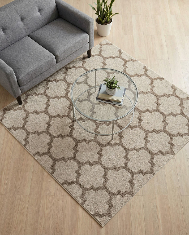 Lattice Gardens Collection Area Rug -  Bloomfield (Beige and Light Brown) Square Beige and Light Brown  lifestyle 83