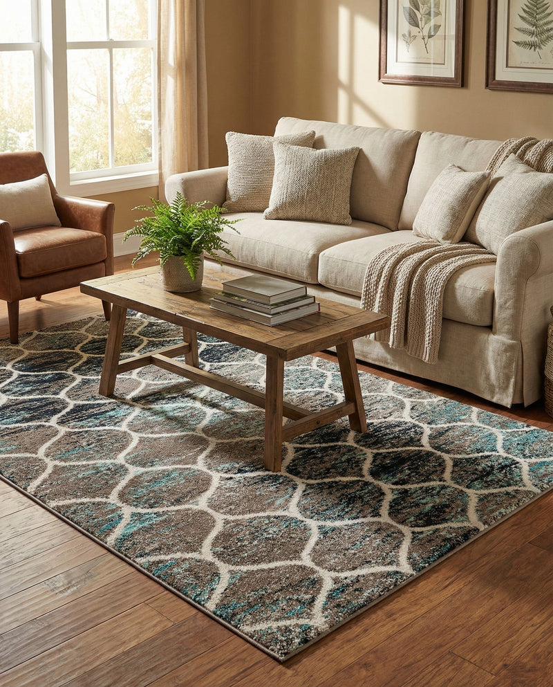 Trellis Mosaic Collection Area Rug -  Pergolatown (Blue Multi) Rectangle Blue Multi  lifestyle 8