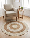 Woven Seaside Jute Collection Area Rug - Nautilus Round White Natural  lifestyle 33
