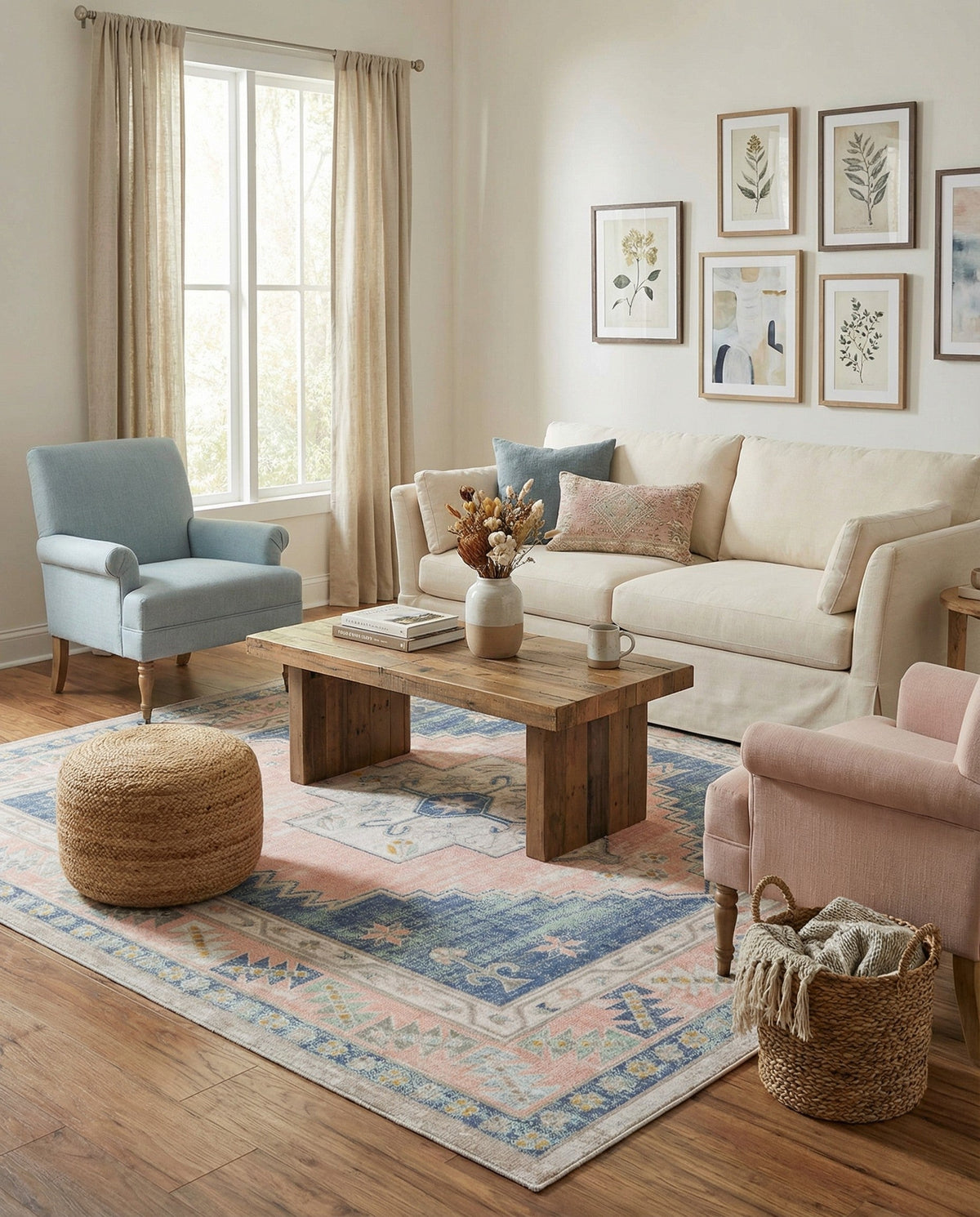 Savannah Series Collection Area Rug -  Augusta (French Blue) Square French Blue  lifestyle 74