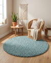 Plush Oasis Collection Area Rug - Serenity (Light Slate Blue) Round Light Slate Blue  lifestyle 43
