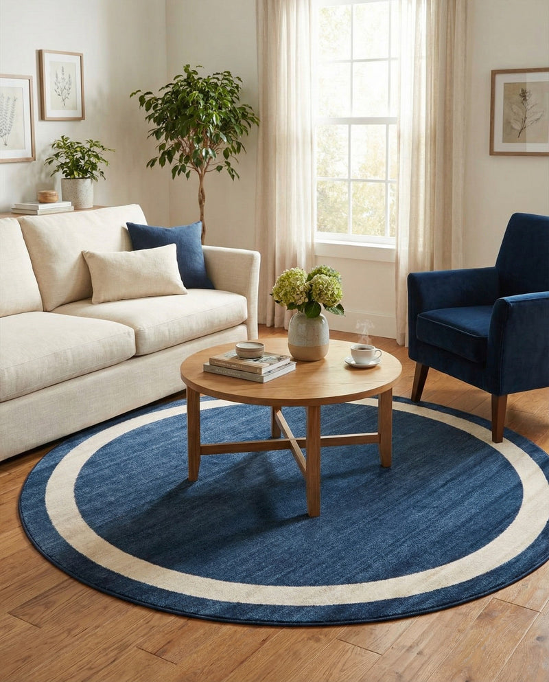 Studio Haven Collection Area Rug -  Alcove (Navy Blue) Round Navy Blue  lifestyle 56