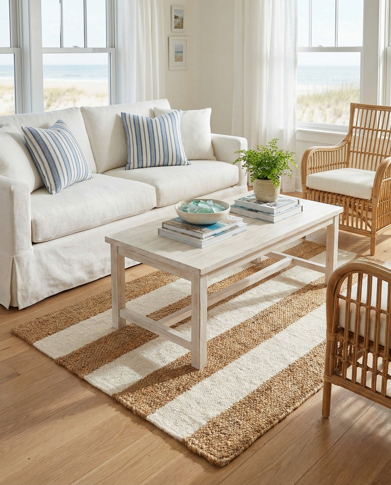 Martha's Vineyard Blueprints Collection Area Rug - Edgartown Rectangle Tan Sand  lifestyle 31