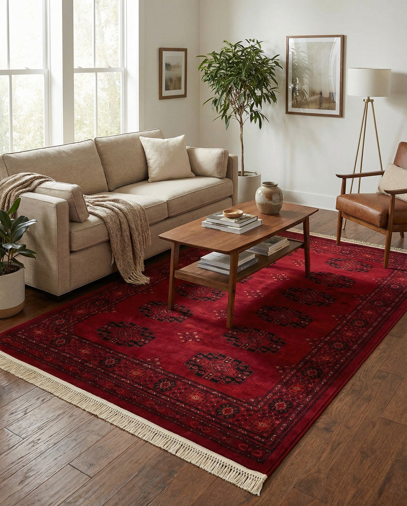 Samarkand Elegance Collection Area Rug -  Fergana Rectangle Red  lifestyle 10