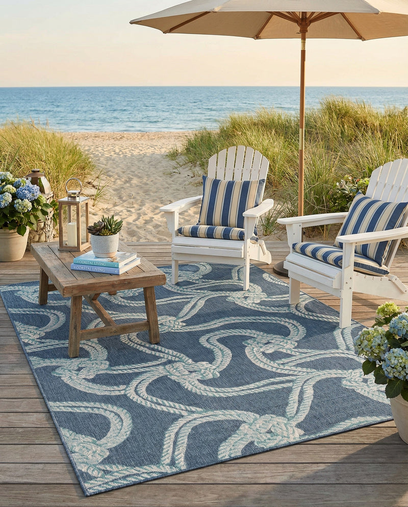 Seaside Haven Rugs Collection Area Rug -  Boardwalk Rectangle Navy Blue  lifestyle 7