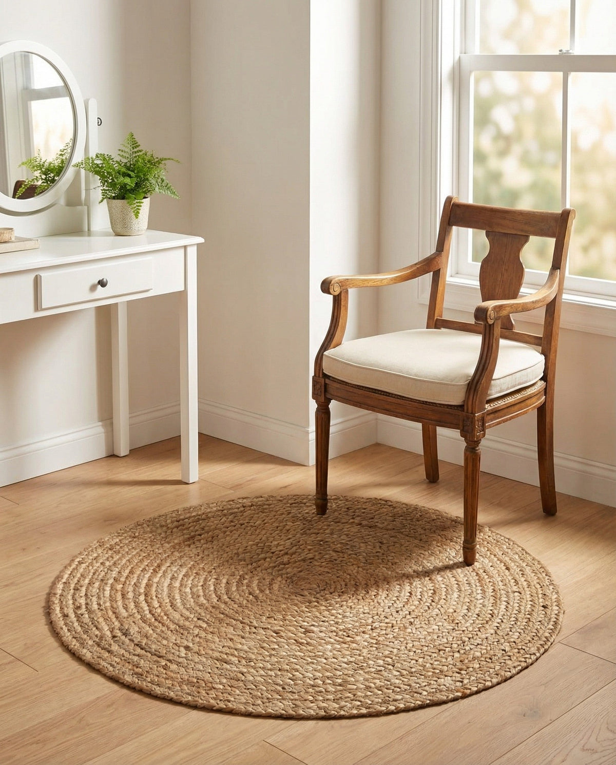 Woven Seaside Jute Collection Area Rug - Savannah (Natural) Round Natural  lifestyle 78