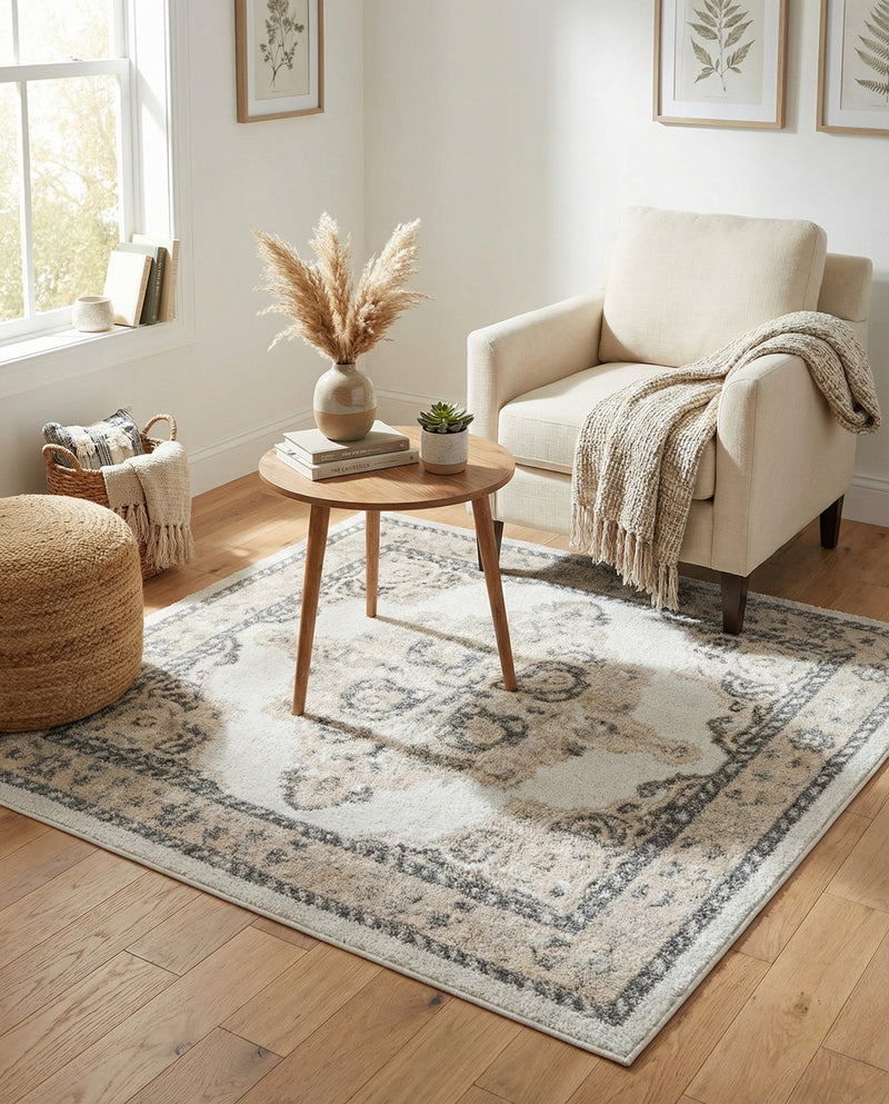 Beverly Grove Collection Area Rug -  Fairfax (Ivory) Square Ivory  lifestyle 75