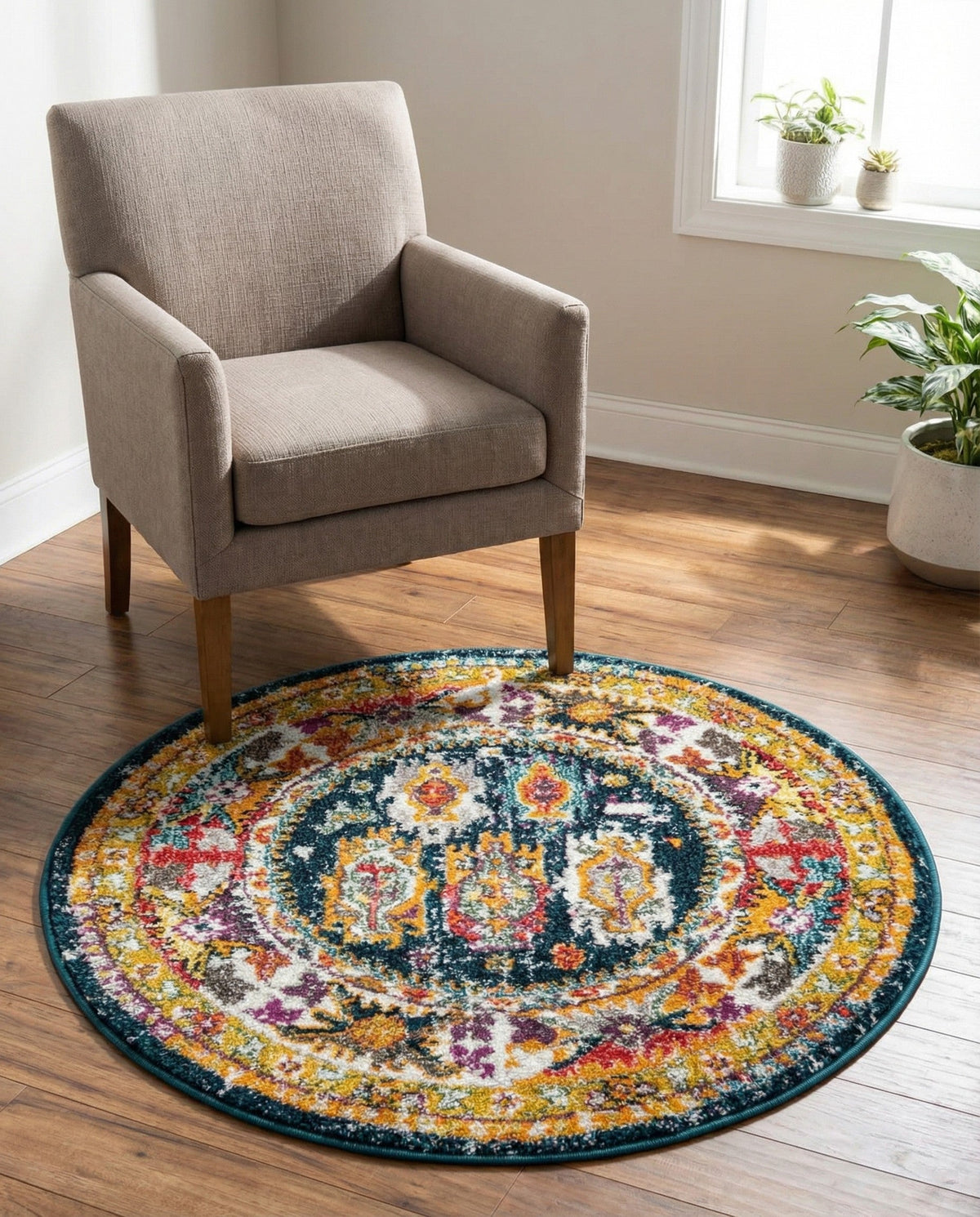 Brighton Terrace Collection Area Rug -  Portslade Round Navy Blue  lifestyle 123