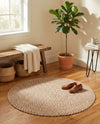 Highland Woven Jute Collection Area Rug - Glenmore (Light Brown) Round Light Brown  lifestyle 43