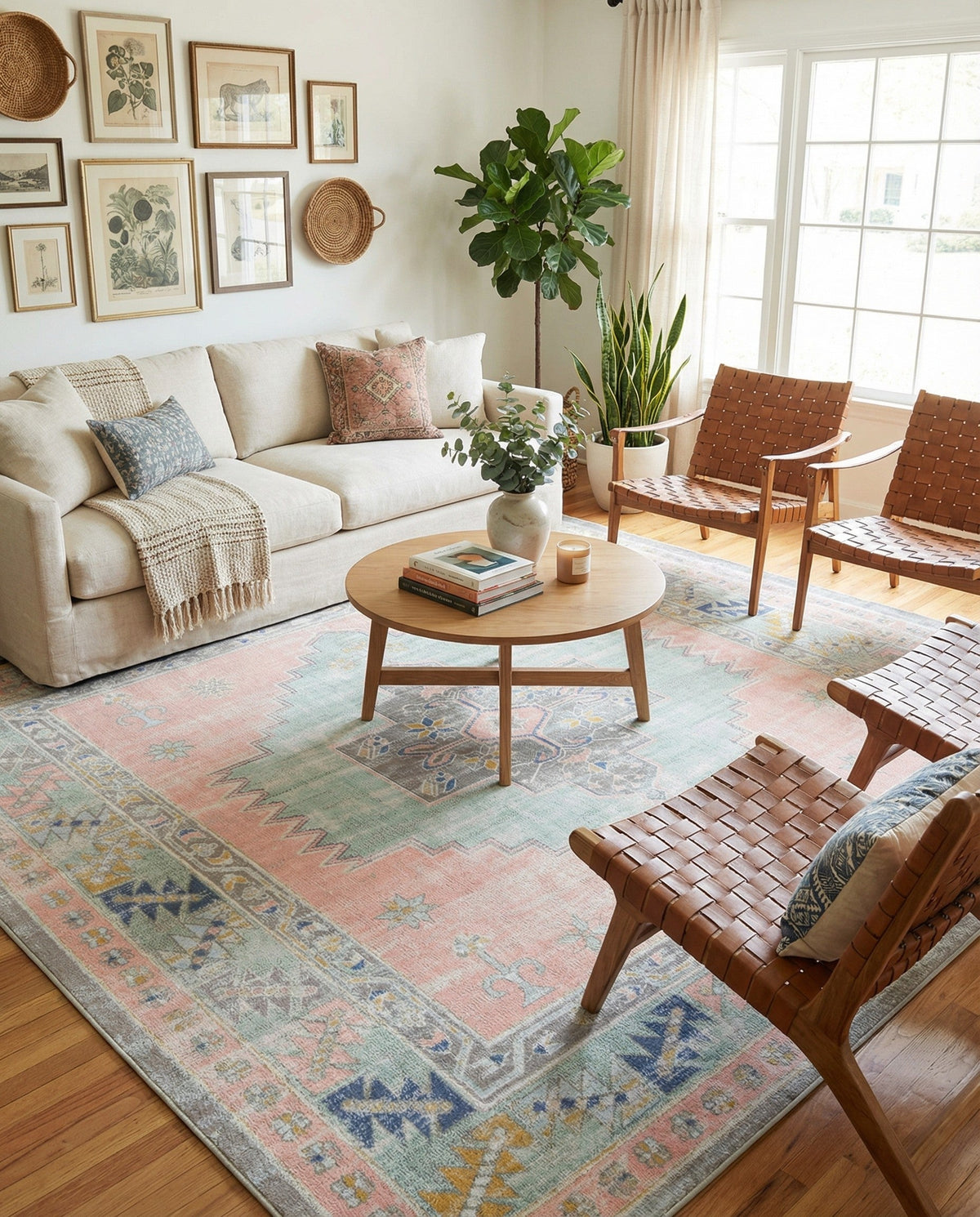 Savannah Series Collection Area Rug -  Augusta (Pink) Square Pink  lifestyle 97