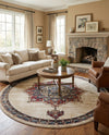 Eden Oasis Collection Area Rug -  Tranquility (Cream) Round Cream  lifestyle 57