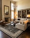 Isfahan Elegance Collection Area Rug - Naghsh-e Jahan (Black) Rectangle Black  lifestyle 50