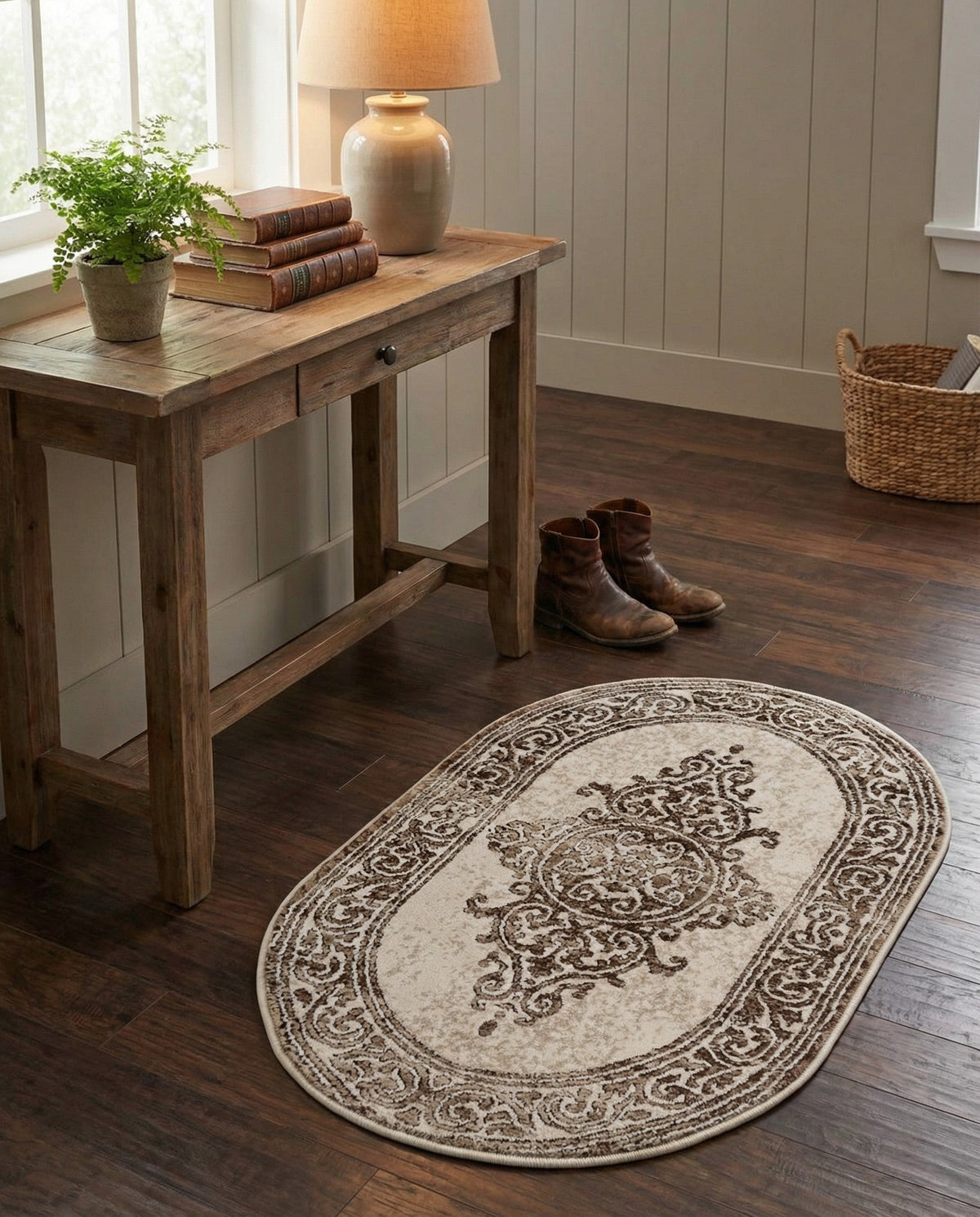 Sanctuary Retreat Collection Area Rug - Haven Oval Chocolate Brown  lifestyle 171