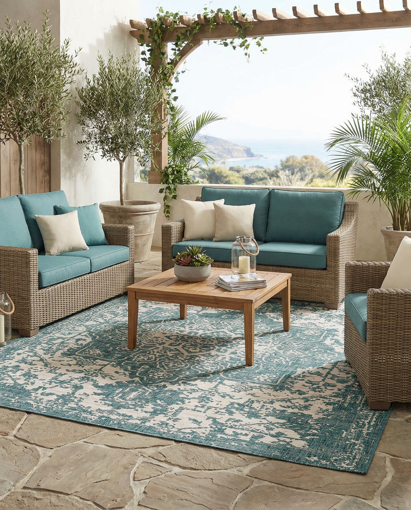 Urban Oasis Rugs Collection Area Rug -  Penthouse (Teal) Rectangle Teal  lifestyle 13