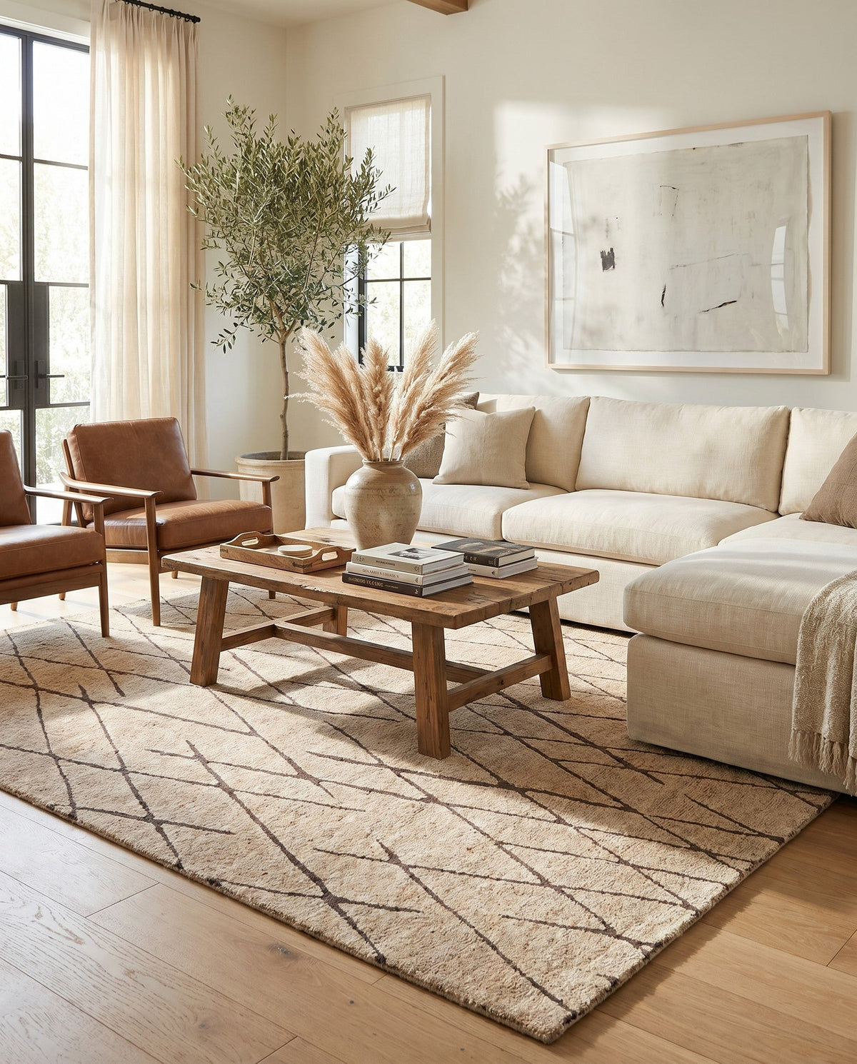 Sahara Berber Wool Collection Area Rug - Marrakesh Rectangle Camel Brown  lifestyle 48