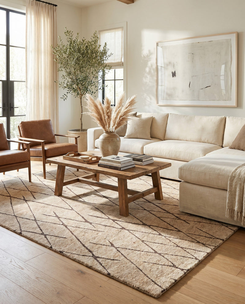 Sahara Berber Wool Collection Area Rug - Marrakesh Rectangle Camel Brown  lifestyle 48