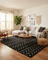 Mediterranean Lattice Collection Area Rug - Santorini (Black and White) Rectangle Black and White  lifestyle 12