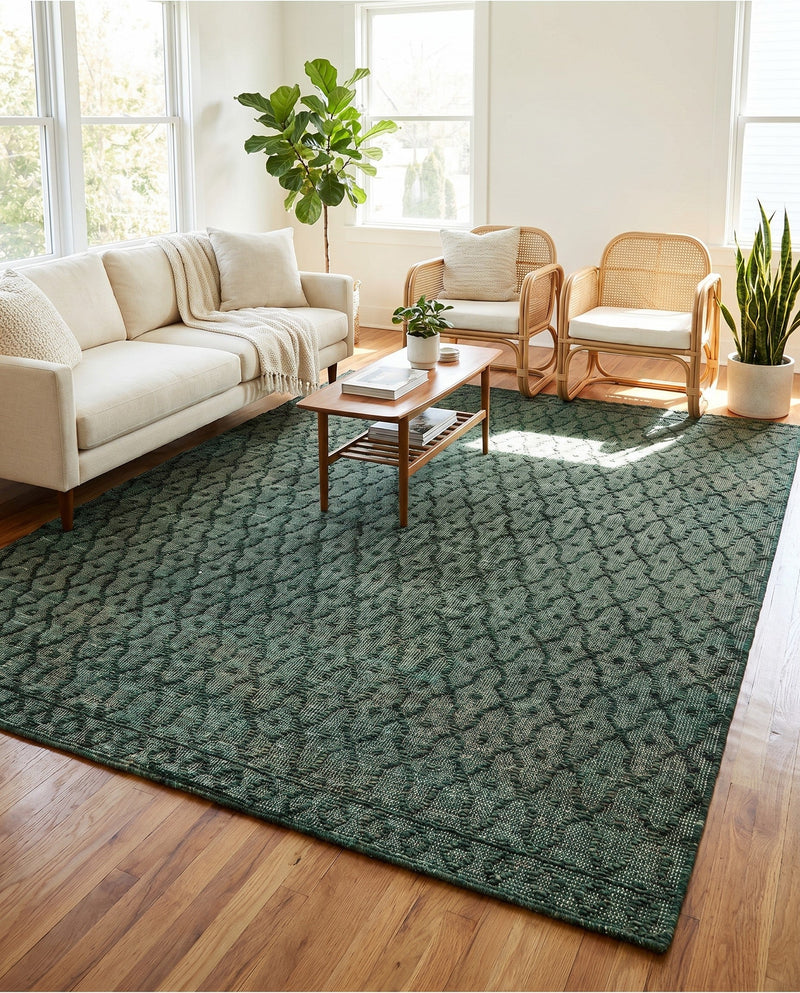Savannah Weave Collection Area Rug - Serengeti Rectangle Hunter Green  lifestyle 58