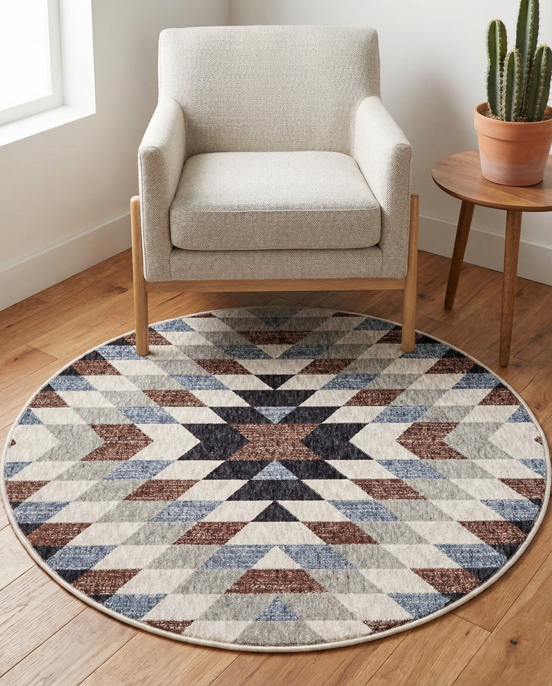 Desert Modern Eco Rug Series Collection Area Rug - Sedona Round Multi  lifestyle 59