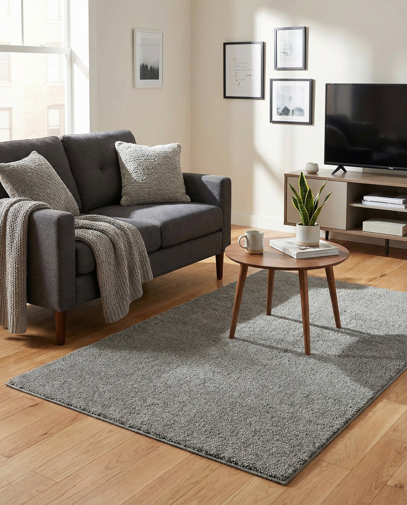Solid Shag Seaside Collection Area Rug - Azure Cove (Gray) Rectangle Gray  lifestyle 24