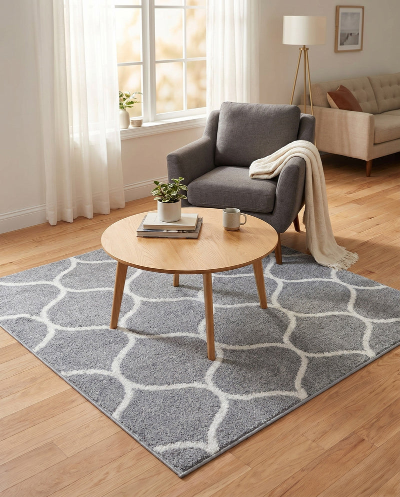 Trellis Mosaic Collection Area Rug -  Pergolatown (Light Gray) Square Light Gray  lifestyle 72