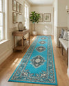 Tabriz Tapestry Collection Area Rug - Azerbaijan (Turquoise) Runner Turquoise  lifestyle 47
