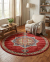Eden Oasis Collection Area Rug -  Tranquility (Burgundy) Round Burgundy  lifestyle 38