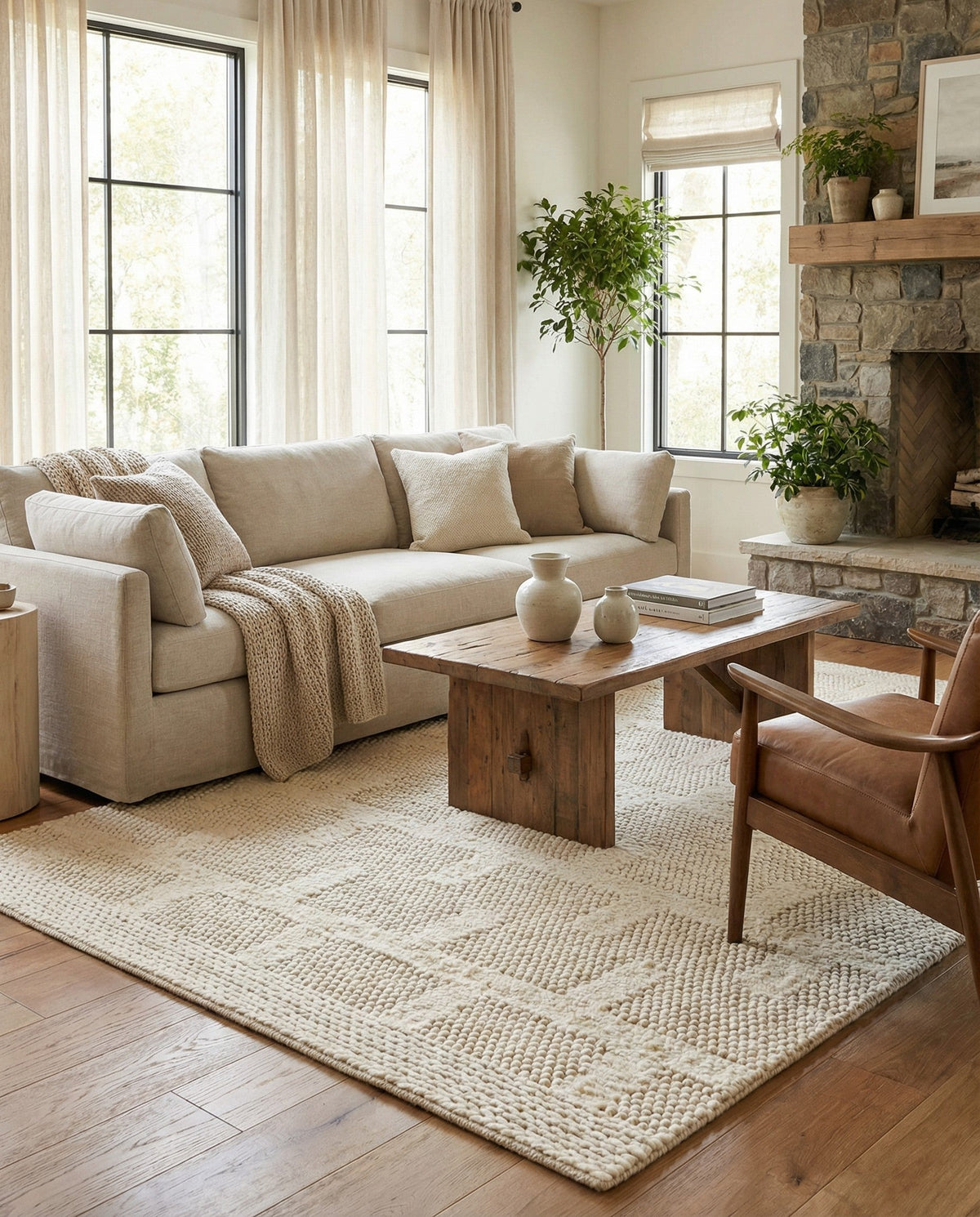 Lana Tasmanian Wool Collection Area Rug - Freycinet Rectangle Ivory  lifestyle 4