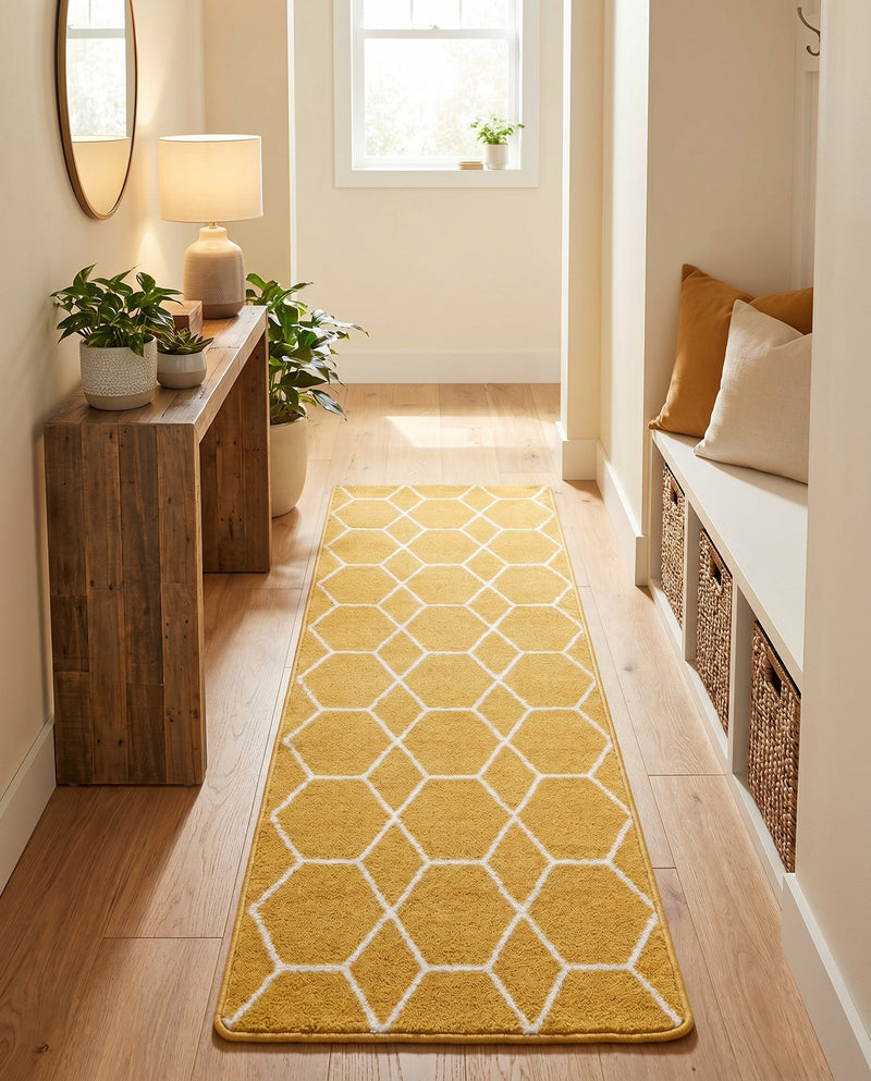Trellis Mosaic Collection Area Rug - Arborville (Yellow) Runner Yellow  lifestyle 77