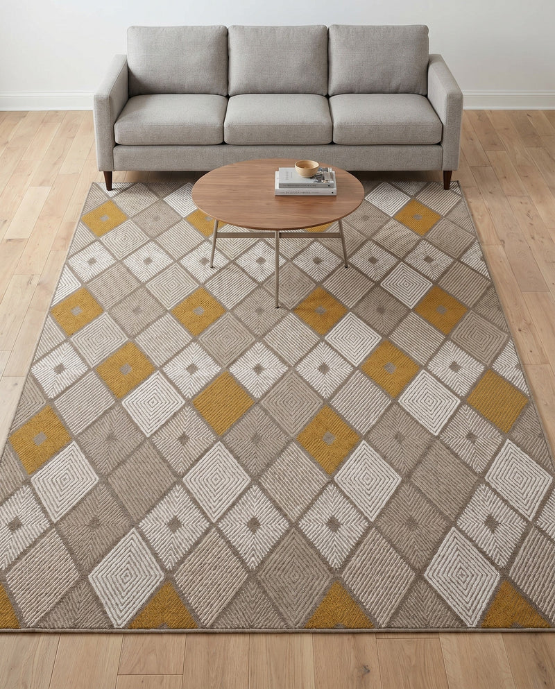 Coastal Haven Collection Area Rug -  Anchorage Rectangle Ivory and Yellow  lifestyle 20