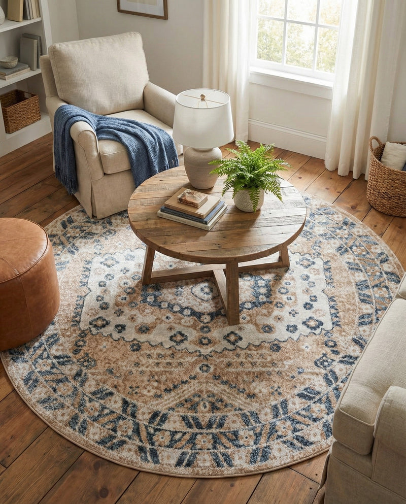 Cambridge Classics Collection Area Rug -  Pembroke (Beige) Round Beige  lifestyle 52