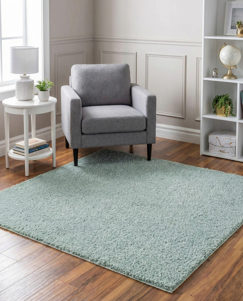 Cozy Comfort Shag Collection Area Rug - Haven (Sage Green) Square Sage Green  lifestyle 37