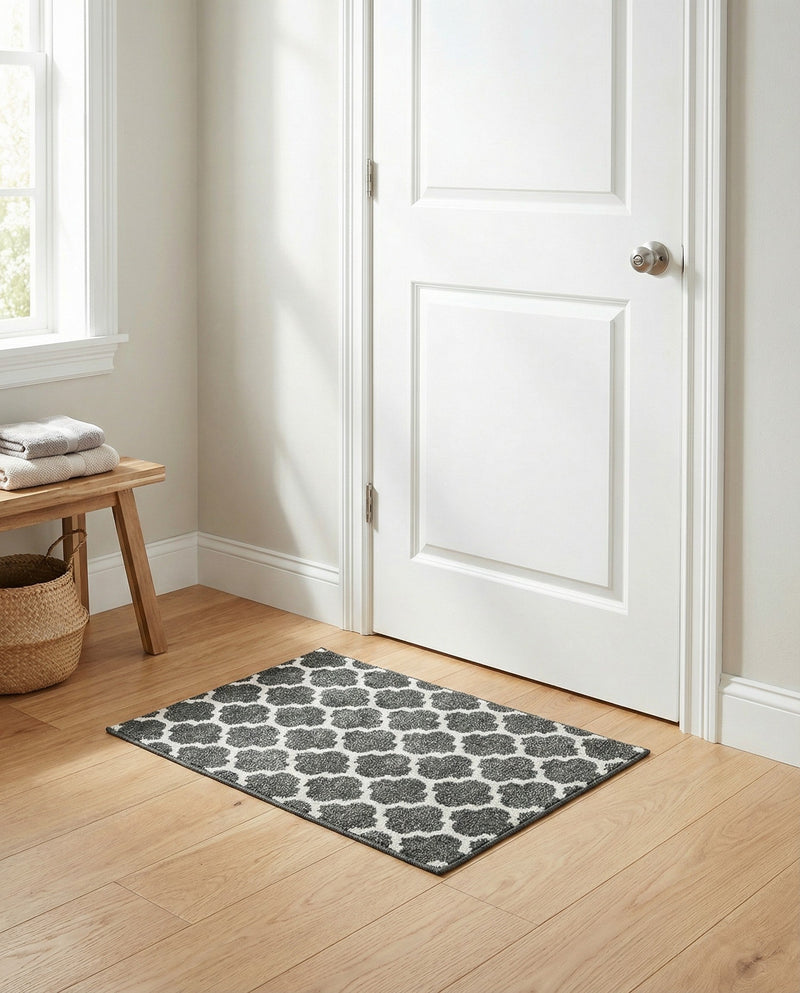 Lattice Gardens Collection Area Rug -  Bloomfield (Black) Rectangle Black  lifestyle 13