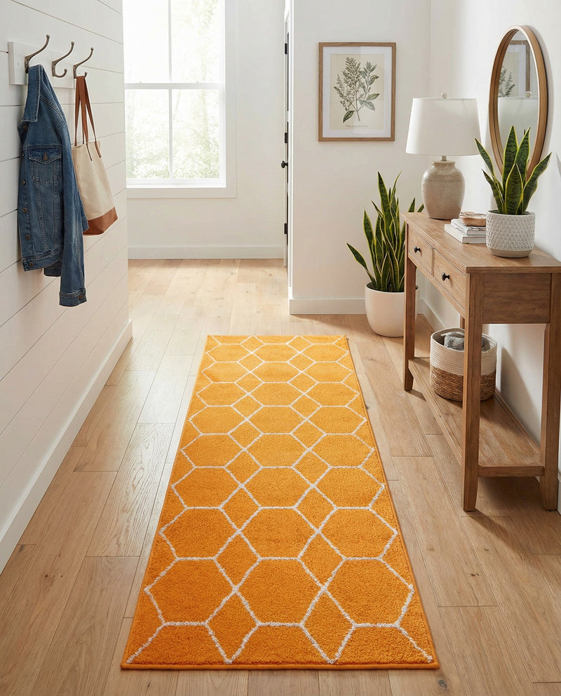 Trellis Mosaic Collection Area Rug - Arborville (Orange) Runner Orange  lifestyle 43