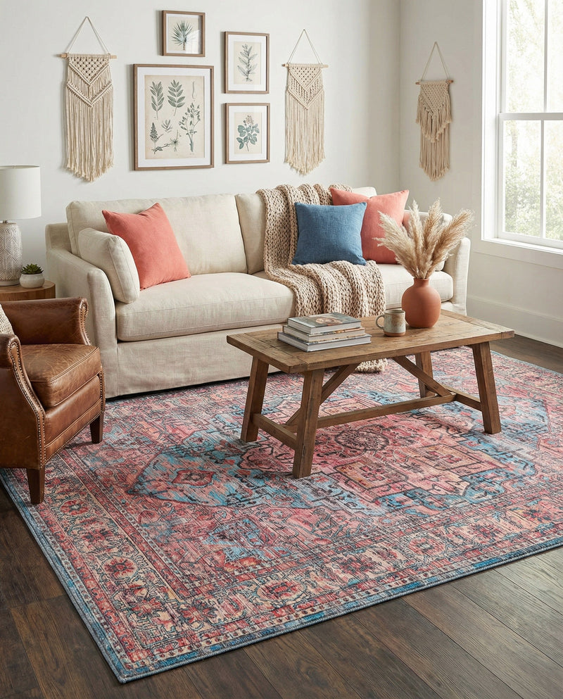Zahara Oasis Collection Area Rug -  Fez Rectangle Blue  lifestyle 27