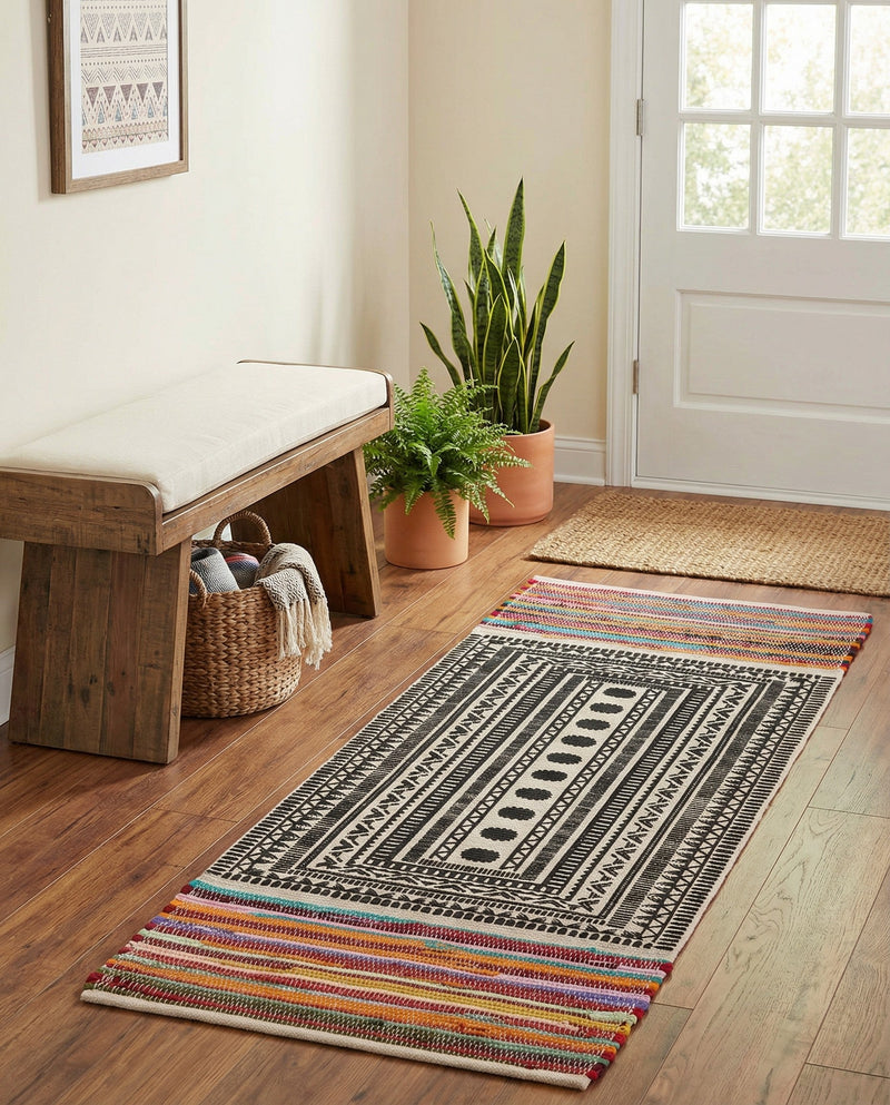Thar Cotton Collection Area Rug -  Kovalam Runner Multi  lifestyle 52