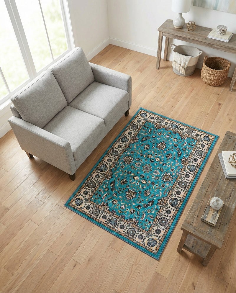 Casablanca Tapestry Collection Area Rug -  Marrakech (Arctic Aqua Blue) Rectangle Arctic Aqua Blue  lifestyle 16