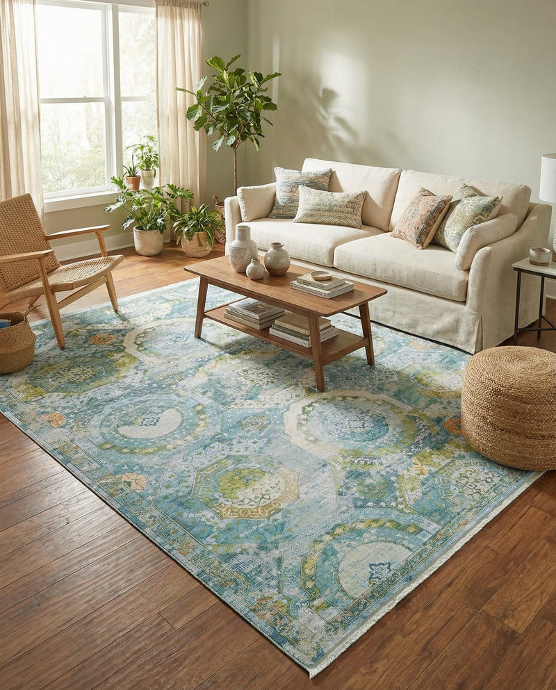 Caribbean Breeze Collection Area Rug -  Lucia Rectangle Light Blue  lifestyle 61
