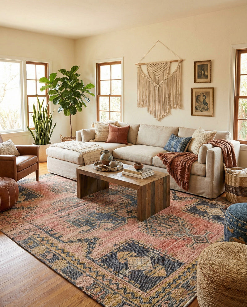 Savannah Threads Collection Area Rug -  Sonoran Rectangle Antique Red  lifestyle 18