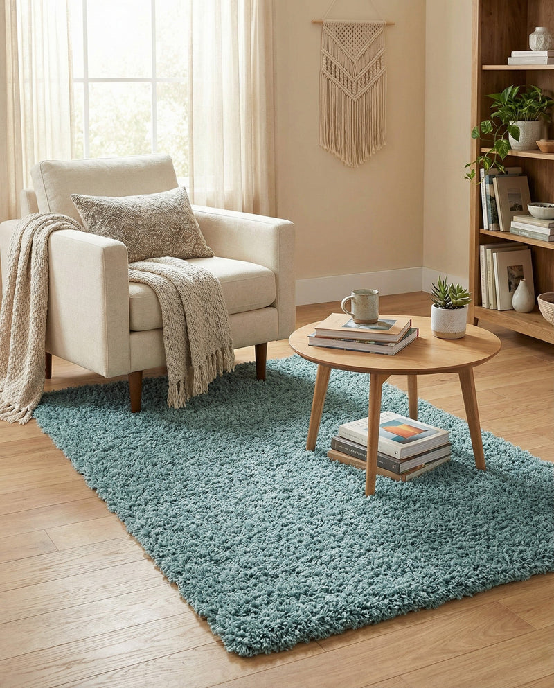 Plush Oasis Collection Area Rug - Serenity (Light Slate Blue) Rectangle Light Slate Blue  lifestyle 11