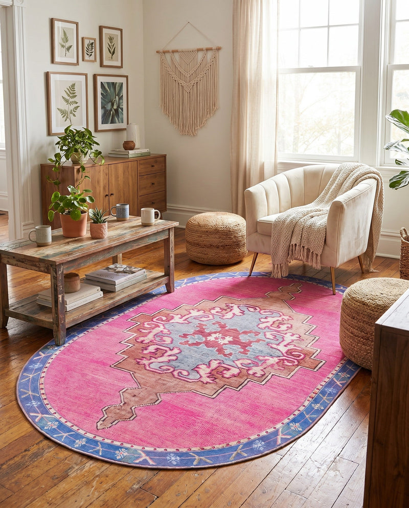 Heritage Elegance Collection Area Rug -  Winterthur (Fuchsia) Oval Fuchsia  lifestyle 36