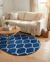 Trellis Mosaic Collection Area Rug -  Pergolatown (Navy Blue) Oval Navy Blue  lifestyle 76